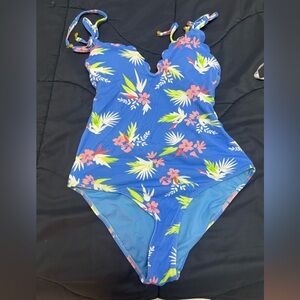 Jessica Simpson Blue Floral Swimsuit